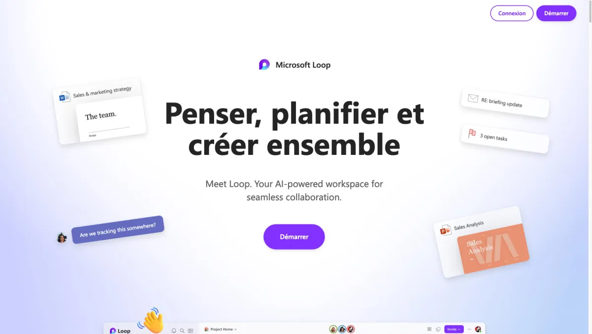 Interface Microsoft Loop : fonctionnalités, prix, alternatives