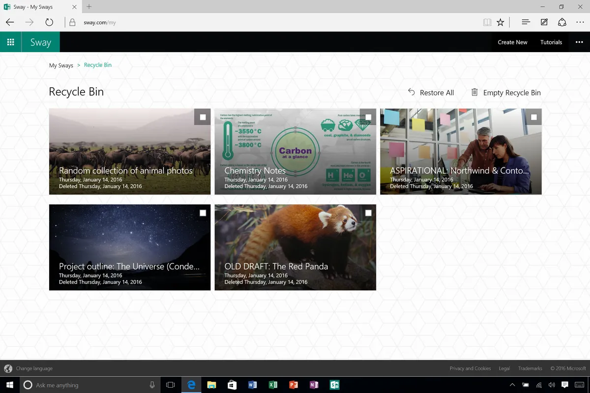 Interface Microsoft Sway: fonctionnalités, prix, alternatives
