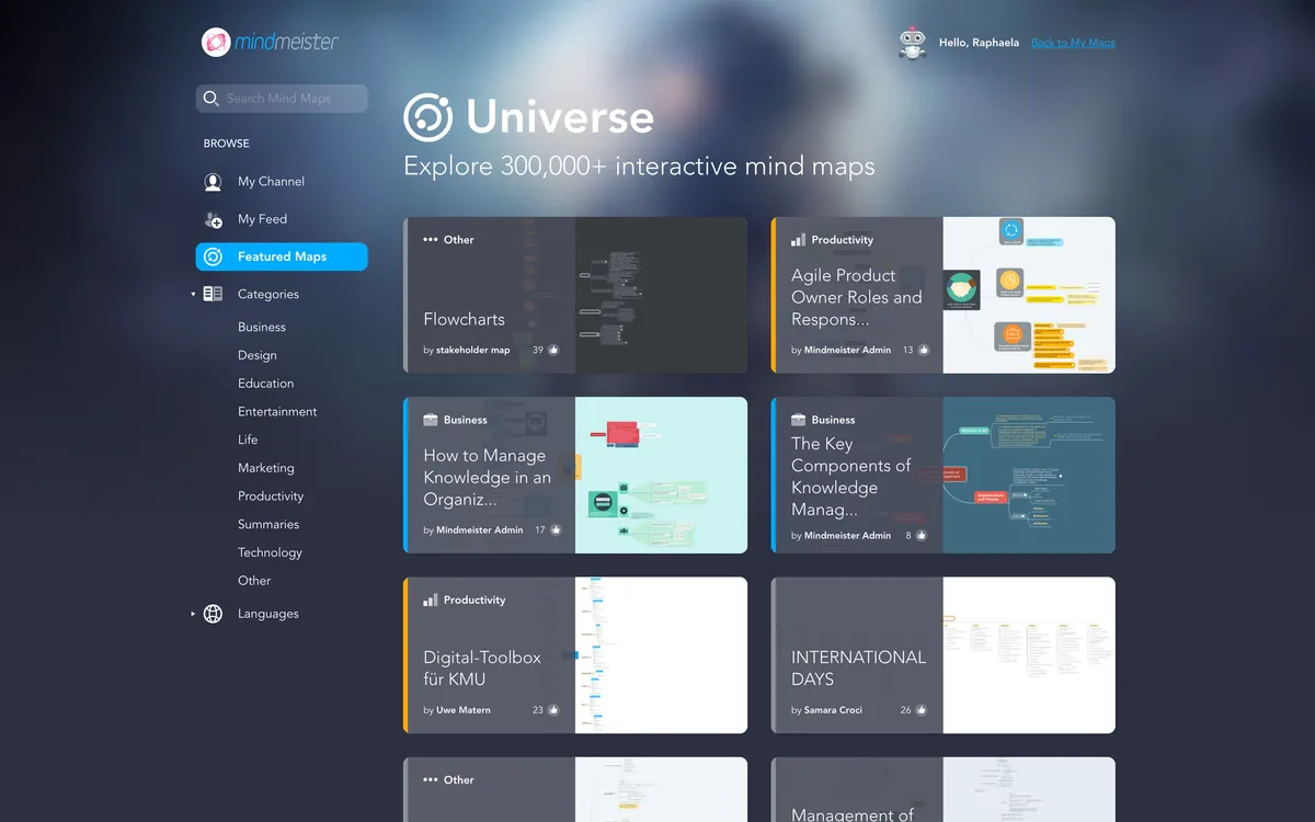 Interface Mindmeister: fonctionnalités, prix, alternatives Interface Mindmeister: fonctionnalités, prix, alternatives