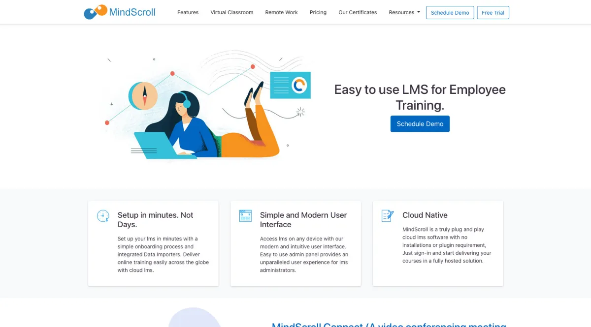 Interface Mindscroll LMS : fonctionnalités, prix, alternatives