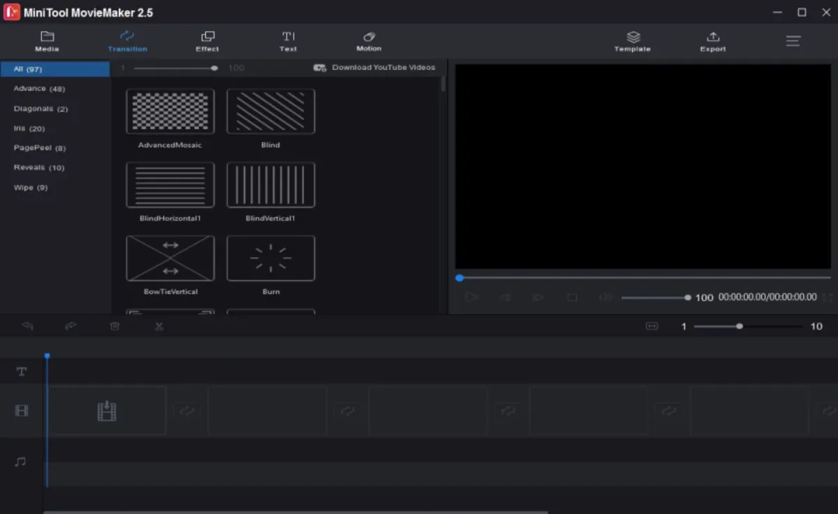 Interface MiniTool MovieMaker: fonctionnalités, prix, alternatives