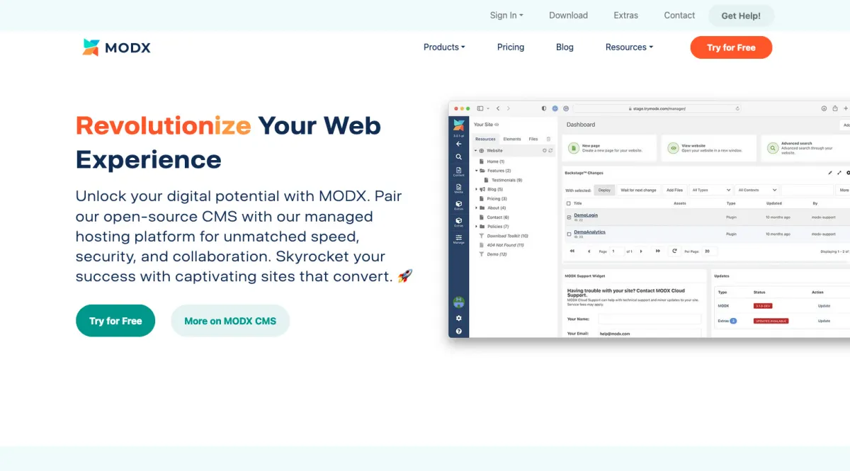 Interface Modx : fonctionnalités, prix, alternatives
