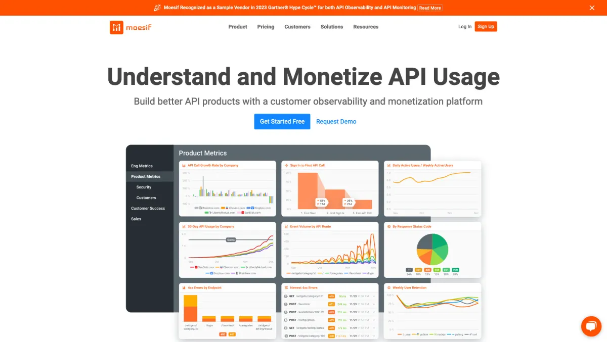 Interface Moesif : fonctionnalités, prix, alternatives