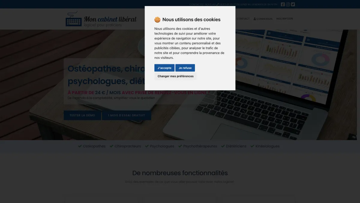 Interface Mon Cabinet Libéral : fonctionnalités, prix, alternatives