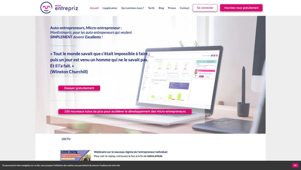 Interface MonEntrepriz : fonctionnalités, prix, alternatives