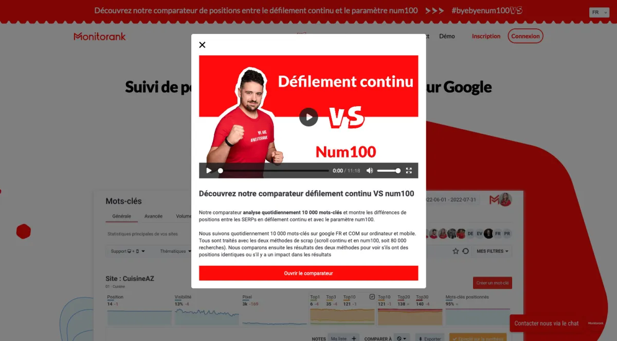 Interface Monitorank : fonctionnalités, prix, alternatives