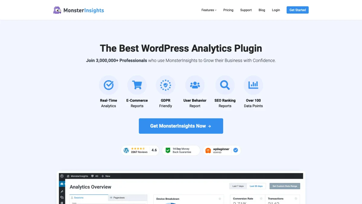 Notre avis sur MonsterInsights : un logiciel web analytics (analyse web / performance / trafic) à découvrir