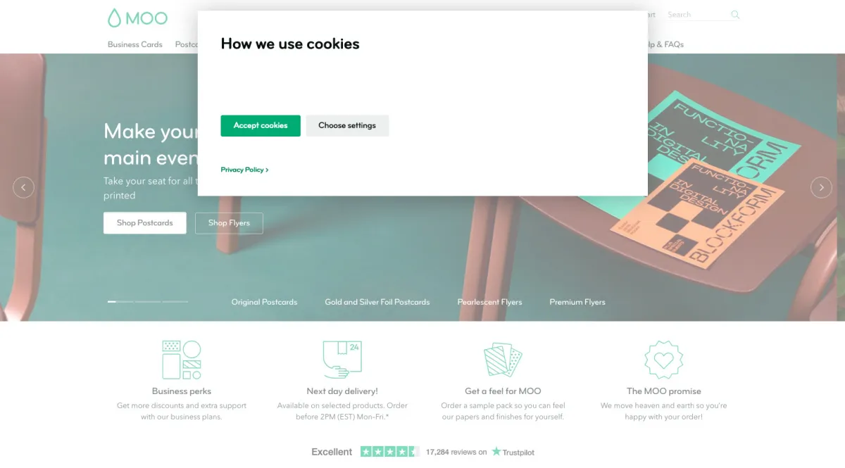 Interface Moo.com : image, ergonomie, alternatives