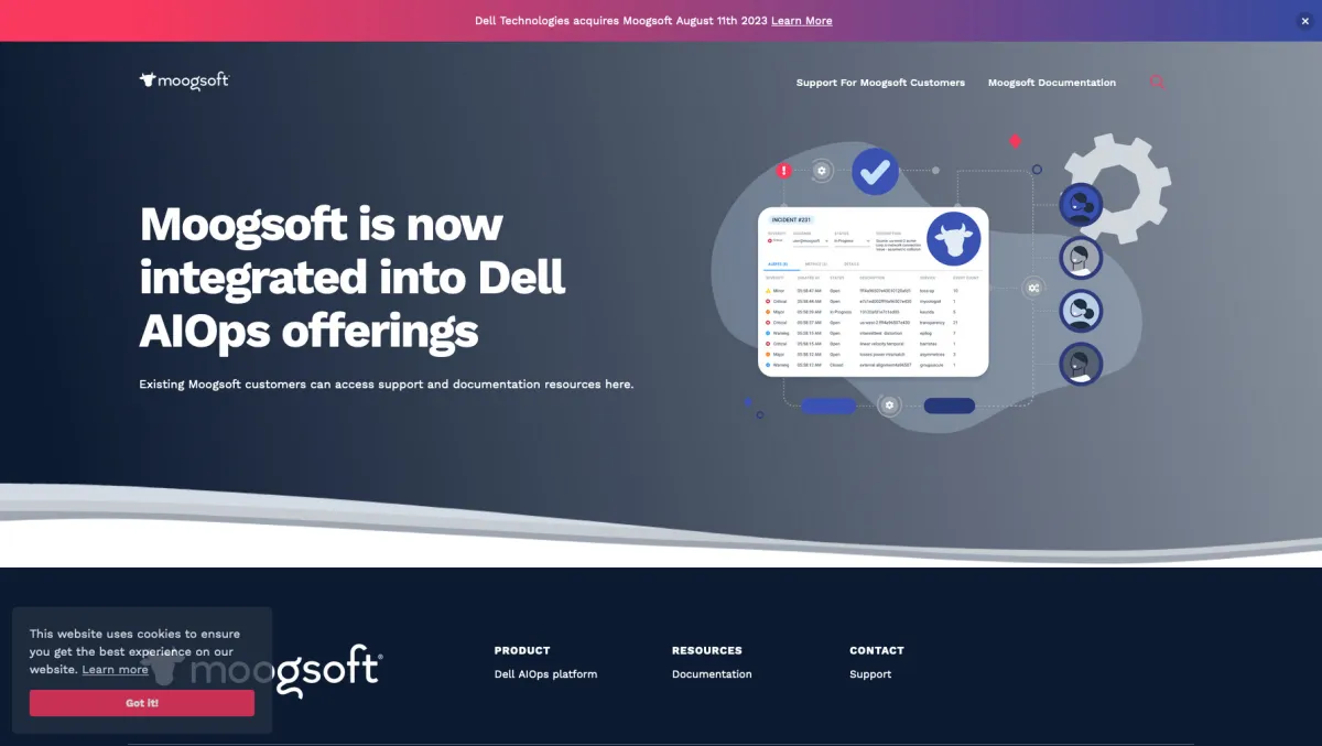 Interface Moogsoft : fonctionnalités, prix, alternatives