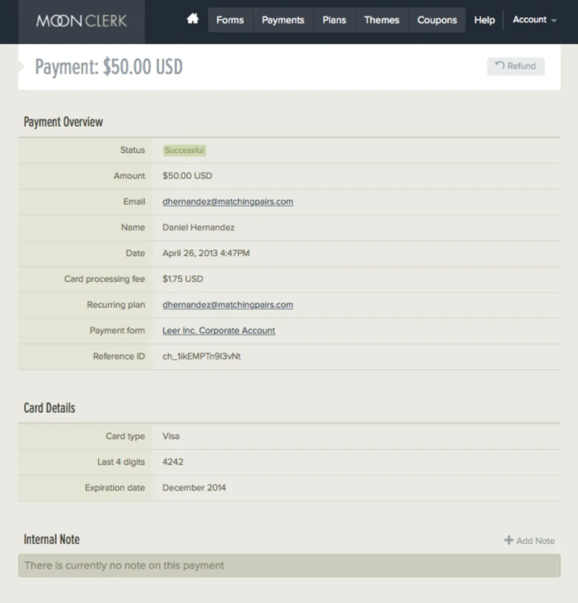 Interface MoonClerk: fonctionnalités, prix, alternatives
