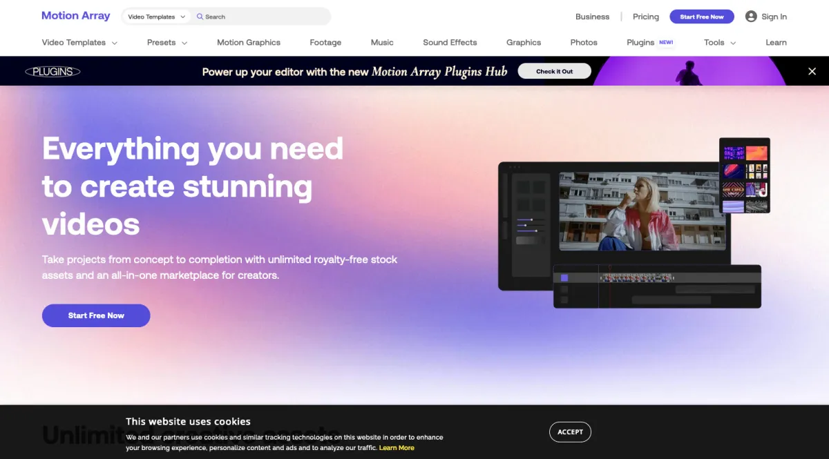 Interface Motion Array : fonctionnalités, prix, alternatives