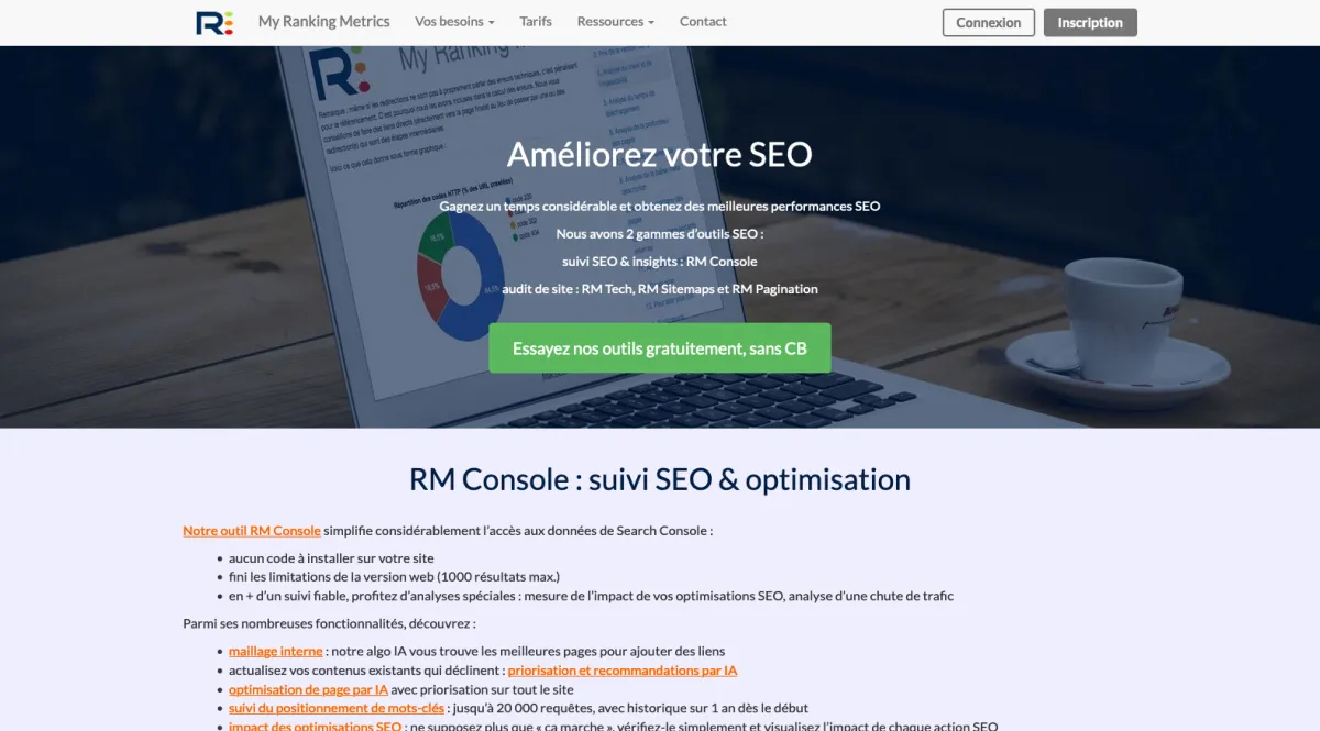 Interface My Ranking Metrics : fonctionnalités, prix, alternatives