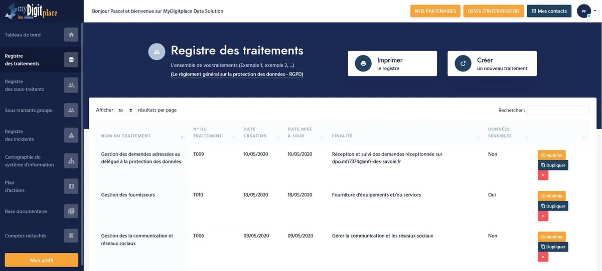 Notre avis sur myDigitplace Data Solution : un logiciel RGPD (GDPR compliance) à découvrir