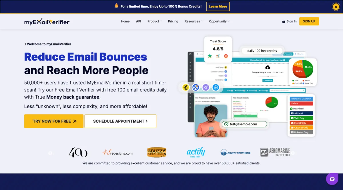 Interface MyEmailVerifier : fonctionnalités, prix, alternatives