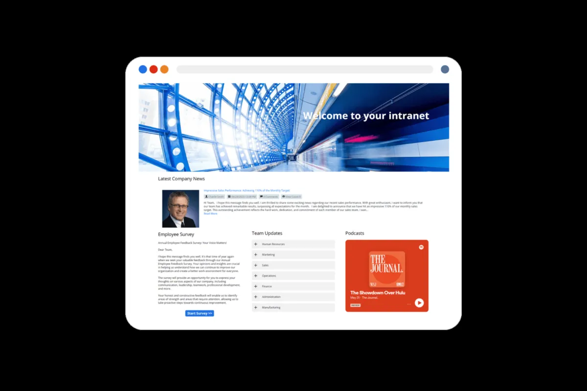 Interface MyHub Intranet: fonctionnalités, prix, alternatives