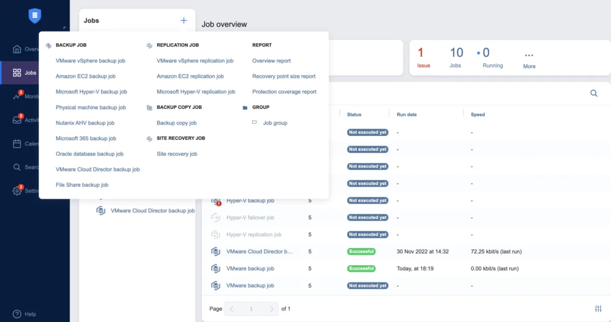Interface Nakivo: fonctionnalités, prix, alternatives