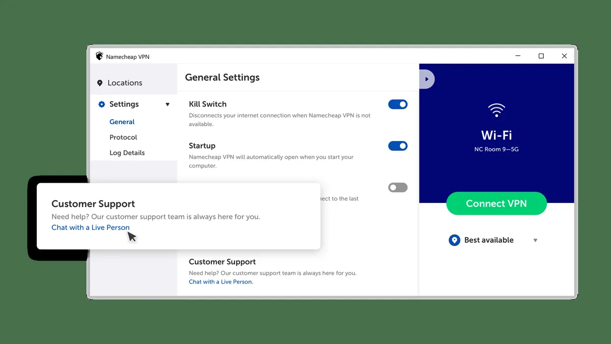 Interface Namecheap VPN: fonctionnalités, prix, alternatives