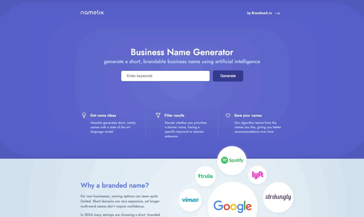 Interface Namelix : fonctionnalités, prix, alternatives