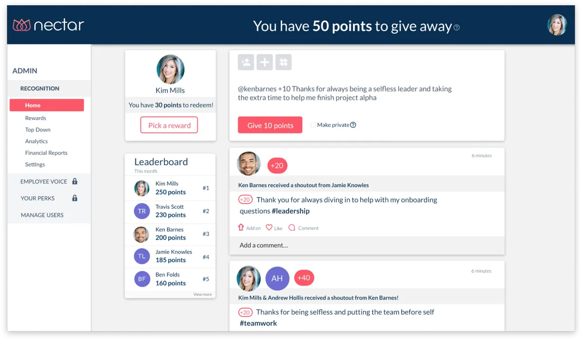 Notre avis sur Nectar : un logiciel d'engagement collaborateur (employee engagement) à découvrir