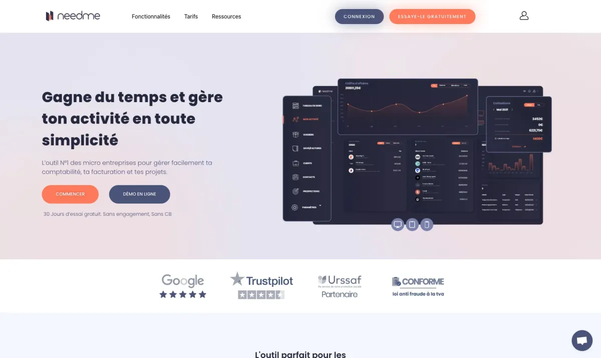Interface NeedMe : fonctionnalités, prix, alternatives