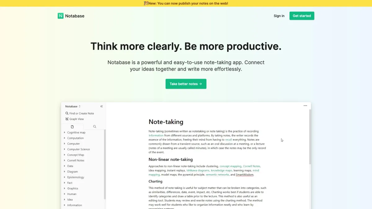 Interface Notabase : image, ergonomie, alternatives