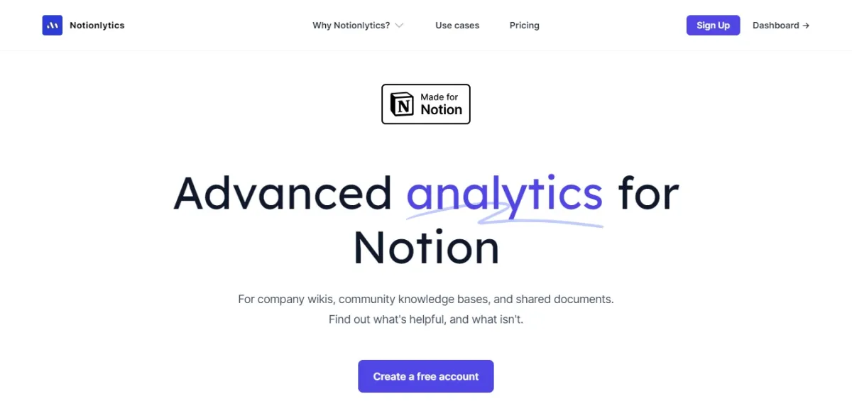 Notre avis sur Notionlytics : un logiciel analytics à découvrir