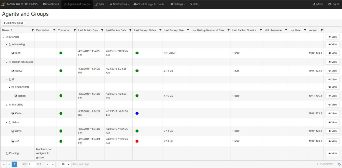 Interface NovaBACKUP: fonctionnalités, prix, alternatives