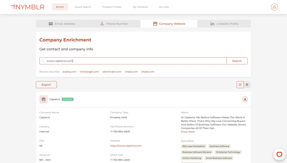 Interface Nymblr: fonctionnalités, prix, alternatives