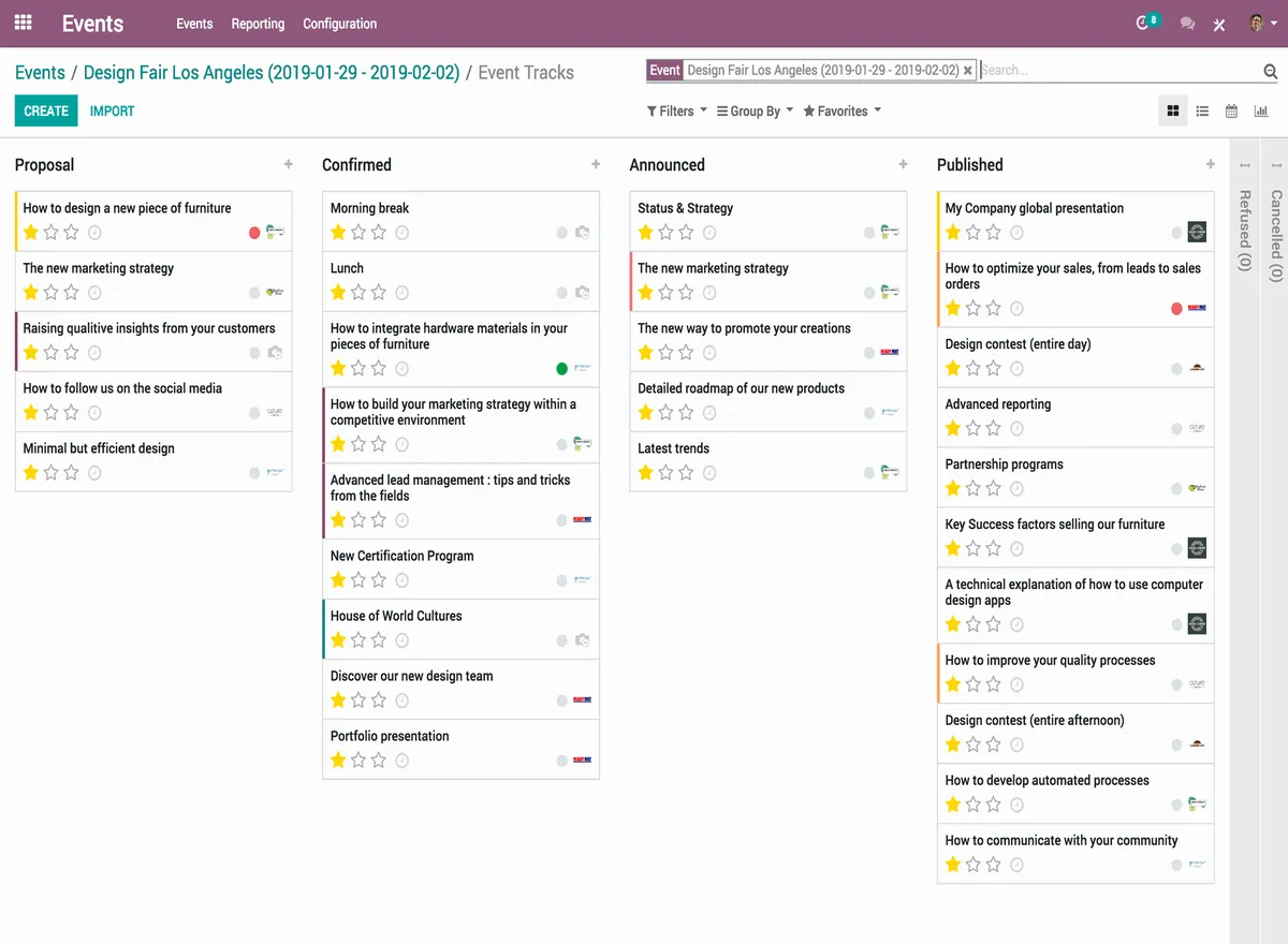Notre avis sur Odoo Events : un logiciel de gestion d'événements à découvrir