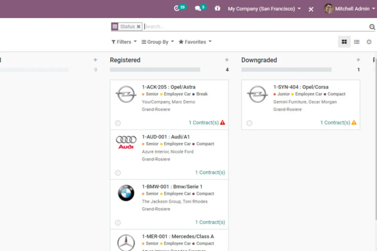 Notre avis sur Odoo Fleet : un logiciel de suivi de flotte à découvrir