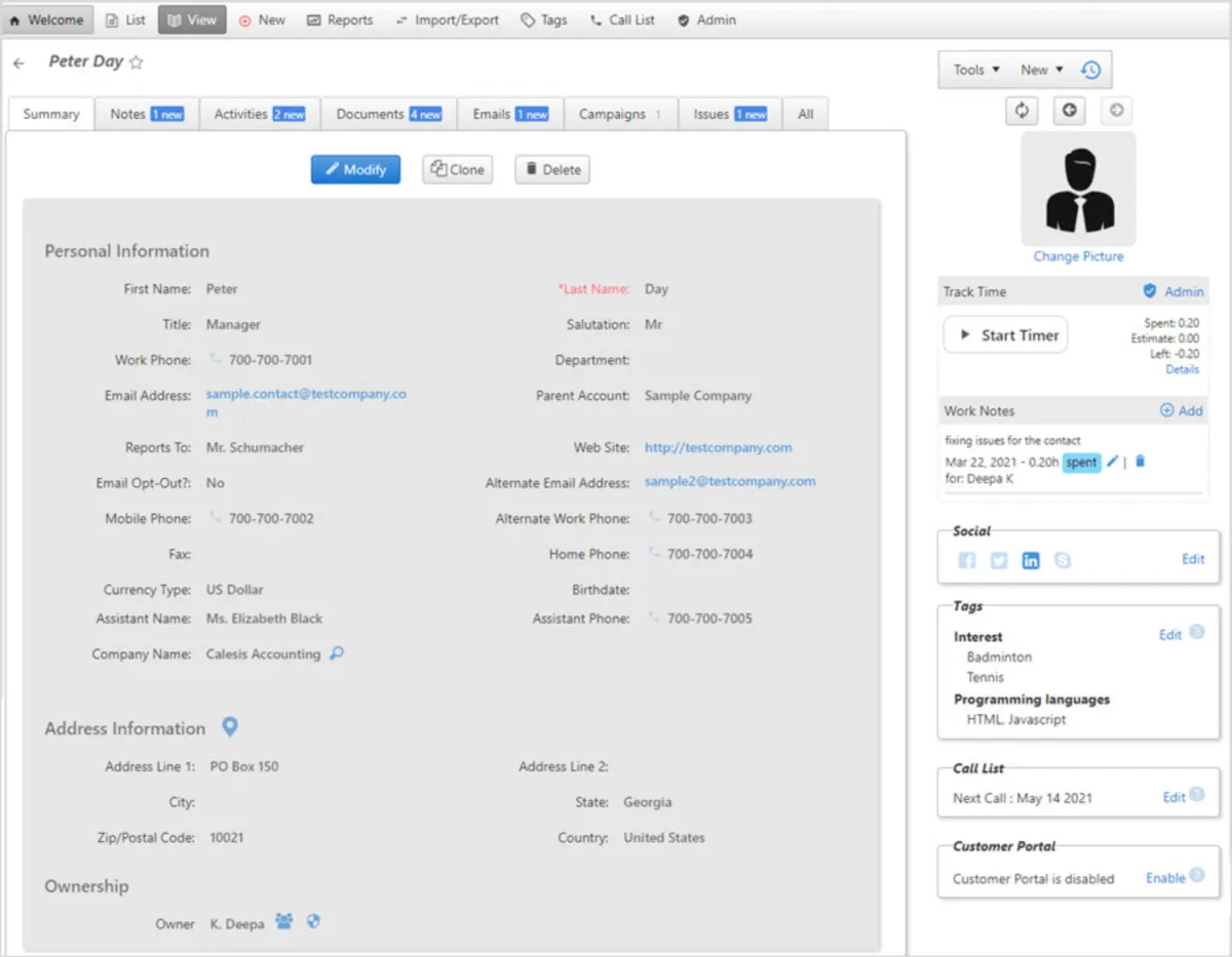 Interface OfficeClip Contact Management: image, ergonomie, alternatives