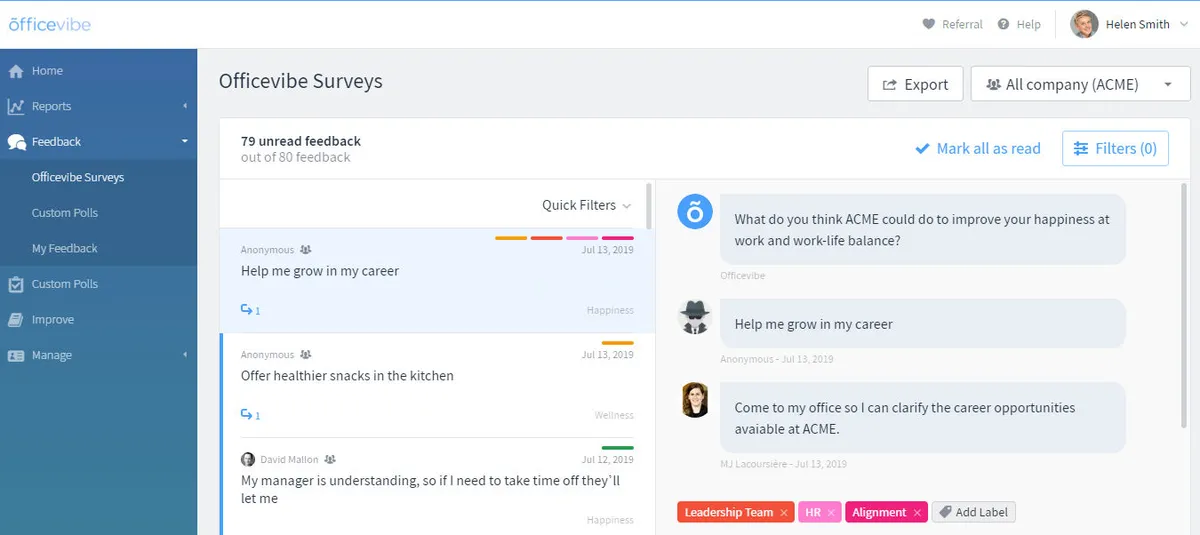 Notre avis sur Officevibe : un logiciel d'engagement collaborateur (employee engagement) à découvrir