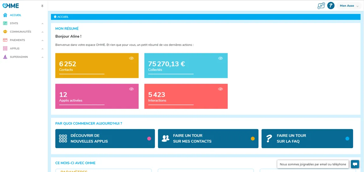 Notre avis sur Ohme : un logiciel de gestion d'association et ONG à découvrir