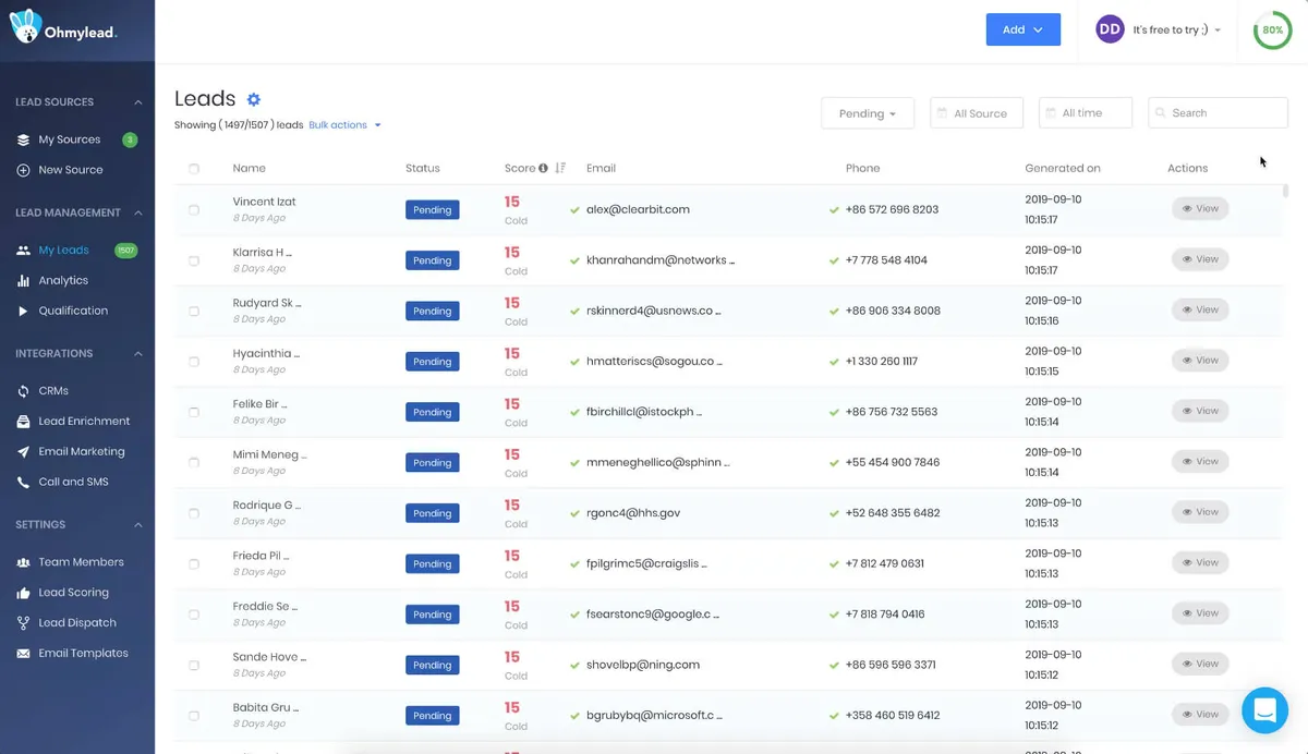 Ohmylead: avis sur le logiciel de gestion de leads (lead management): fonctionnalités, avantages, inconvénients et tarifs