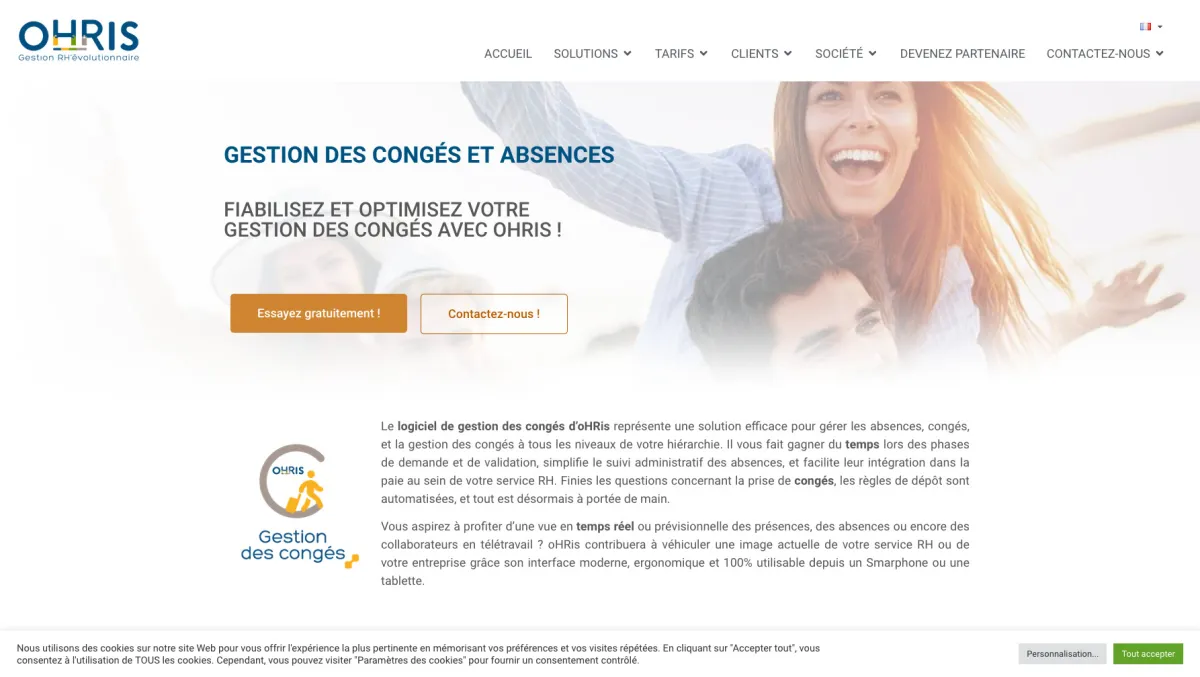Interface oHRis Congés : fonctionnalités, prix, alternatives