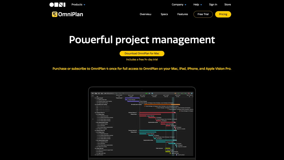 Interface OmniPlan : fonctionnalités, prix, alternatives Interface OmniPlan : fonctionnalités, prix, alternatives