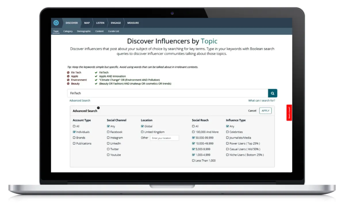 Interface onalytica: fonctionnalités, prix, alternatives