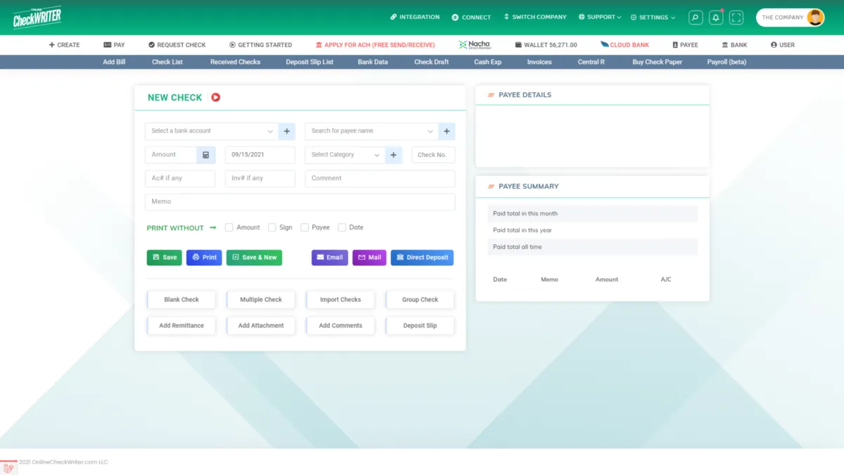 Interface Online Check Writer: fonctionnalités, prix, alternatives