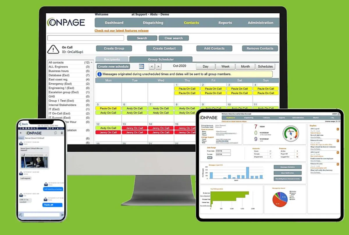 Interface OnPage Incident Management System: fonctionnalités, prix, alternatives