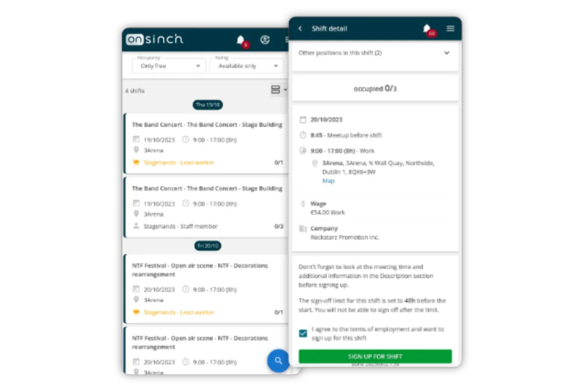 Interface OnSinch: fonctionnalités, prix, alternatives