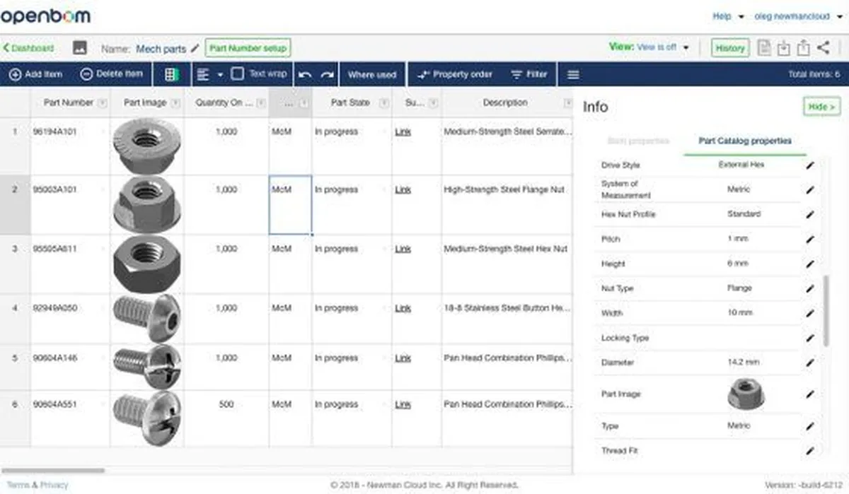 Interface OpenBOM: fonctionnalités, prix, alternatives