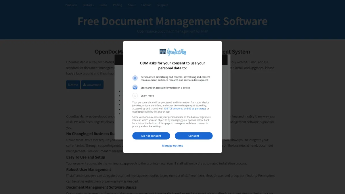 Interface OpenDocMan : fonctionnalités, prix, alternatives