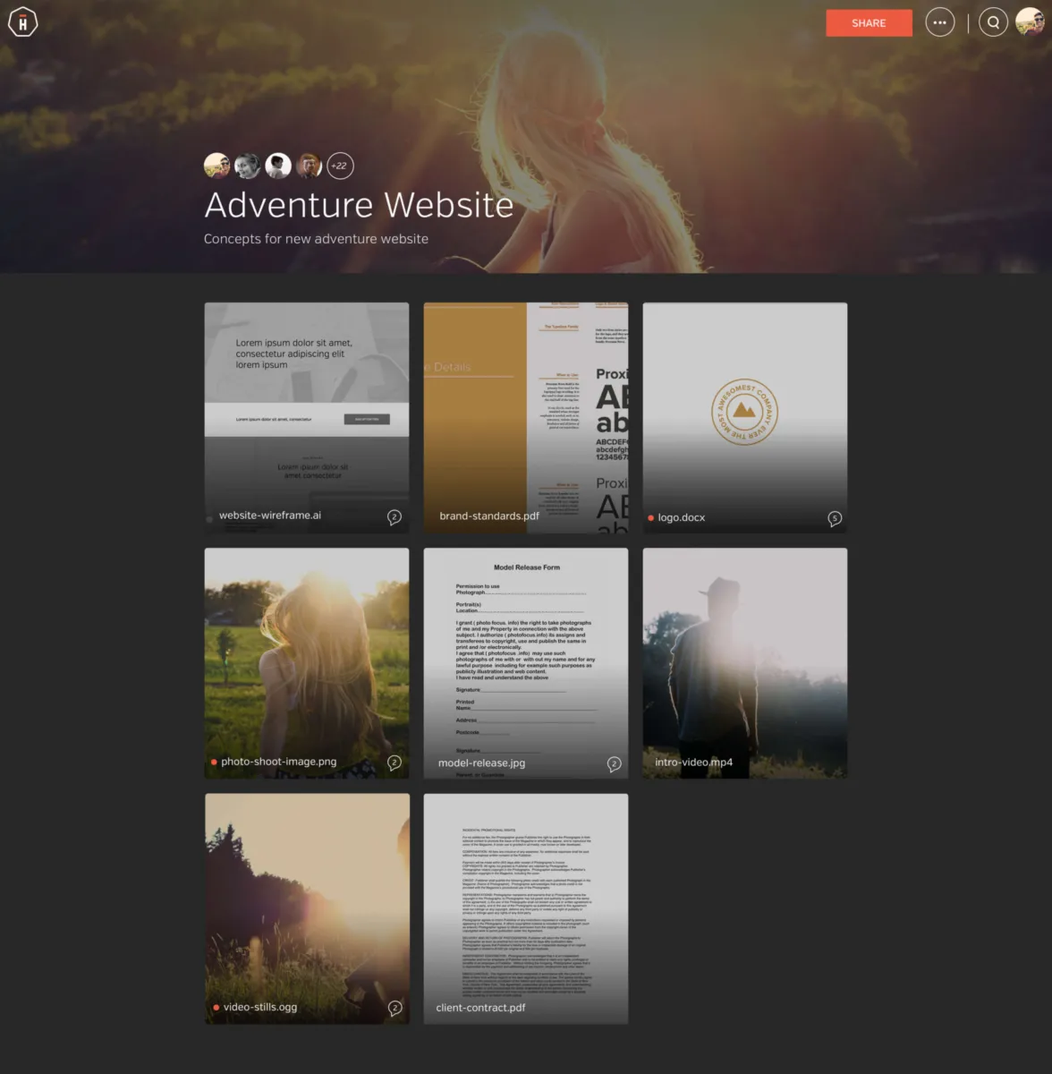 Interface OpenText Hightail: image, ergonomie, alternatives