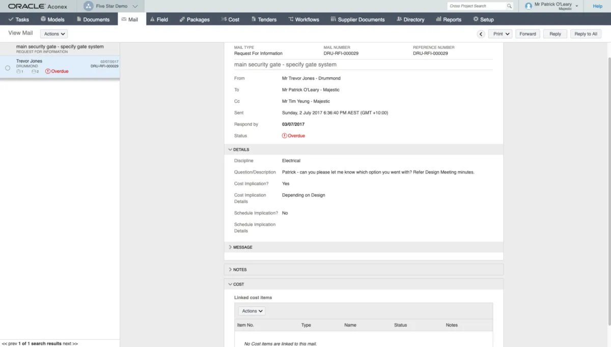 Interface Oracle Aconex: fonctionnalités, prix, alternatives Interface Oracle Aconex: fonctionnalités, prix, alternatives