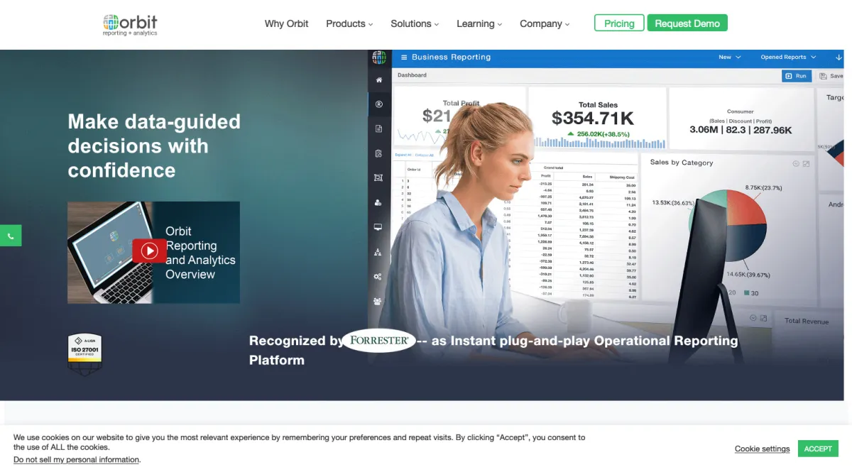 Interface ORBIT Analytics : fonctionnalités, prix, alternatives