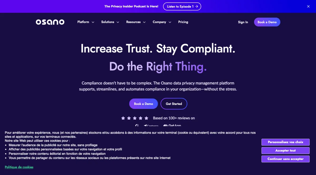 Interface Osano : fonctionnalités, prix, alternatives