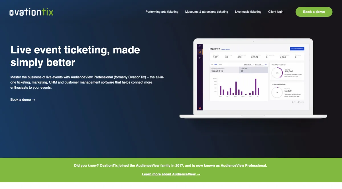 Interface OvationTix : fonctionnalités, prix, alternatives
