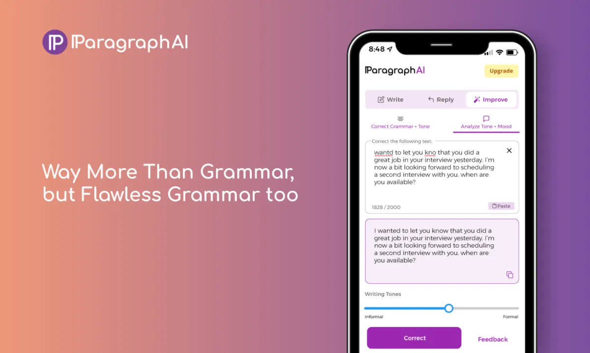 Interface ParagraphAI: image, ergonomie, alternatives