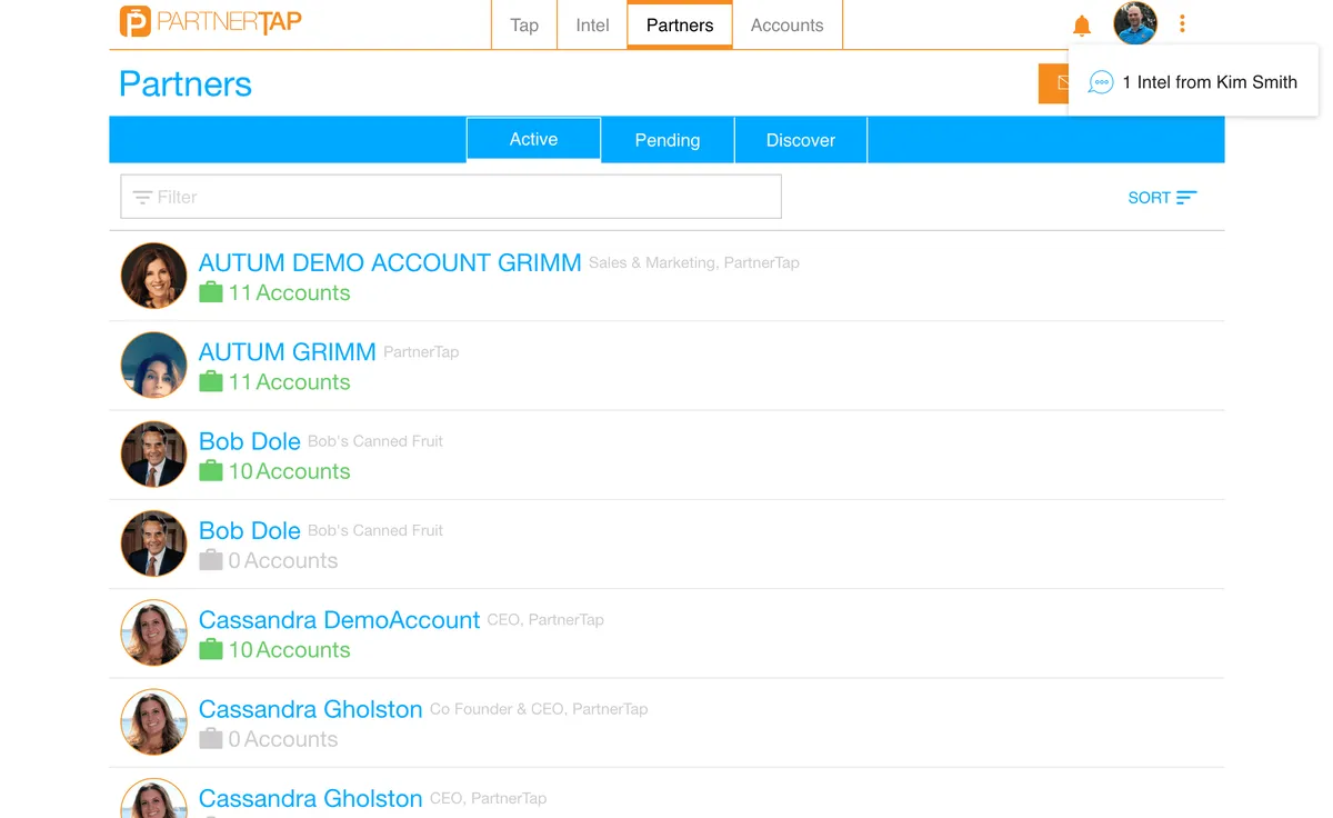 Interface PartnerTap: fonctionnalités, prix, alternatives