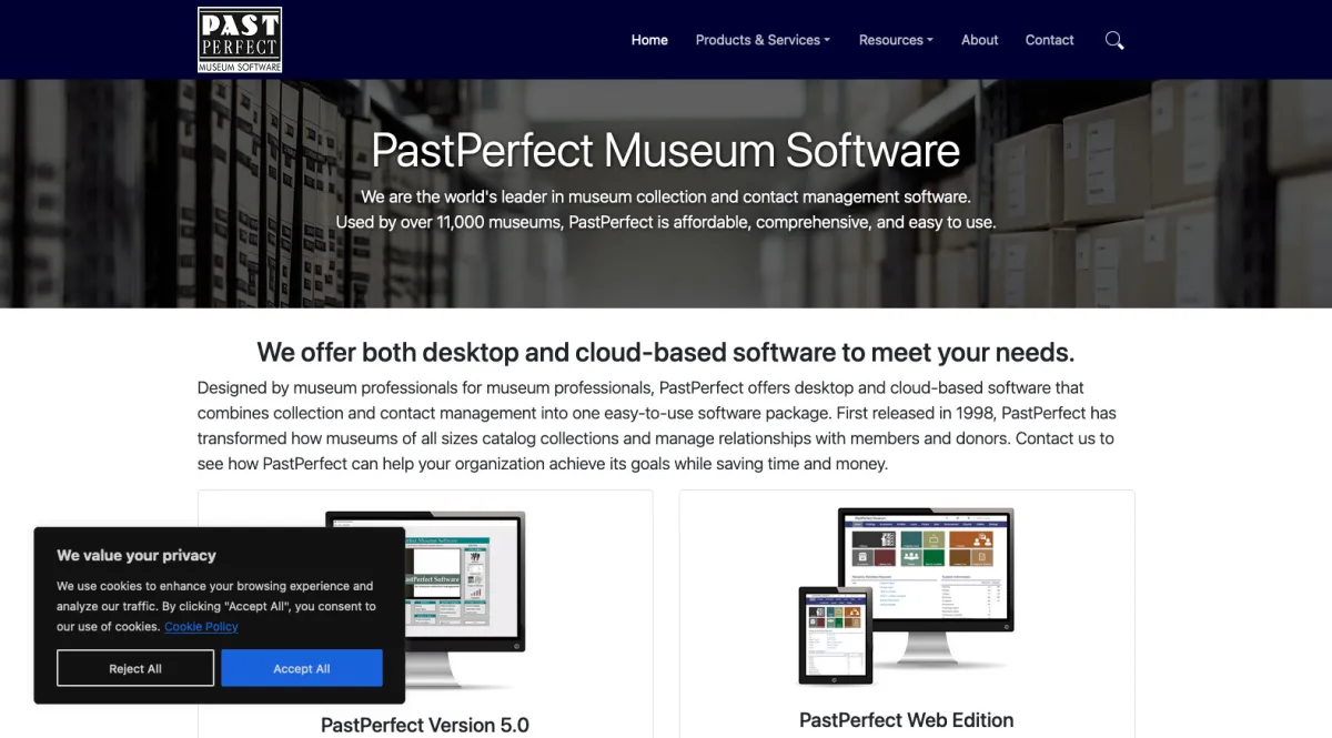 Interface PastPerfect : fonctionnalités, prix, alternatives